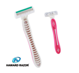 D317L haward triple stainless steel blade with lubricant strip women body use disposable shaving razor