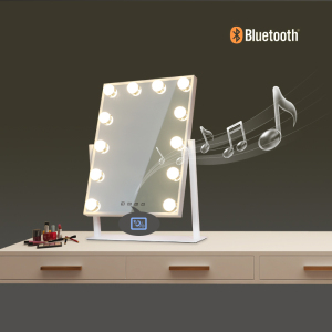 Desktop Led Bulbs Vanity Lighted Hollywood Makeup Mirrors With Bluetooth Speaker