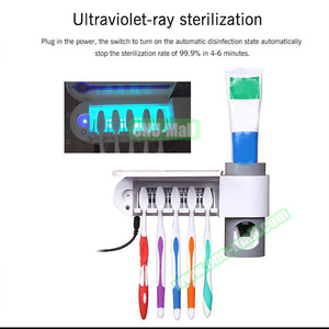 Easy Install Wall Mounted Toothbrush Holder with 5 UV Toothbrush Sterilizer