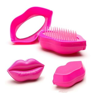 Fashion New Type Anti-static Lip Shape Mini Hair Brushes Professional With Mirror Detangling Custom Logo Woman Hair Brush