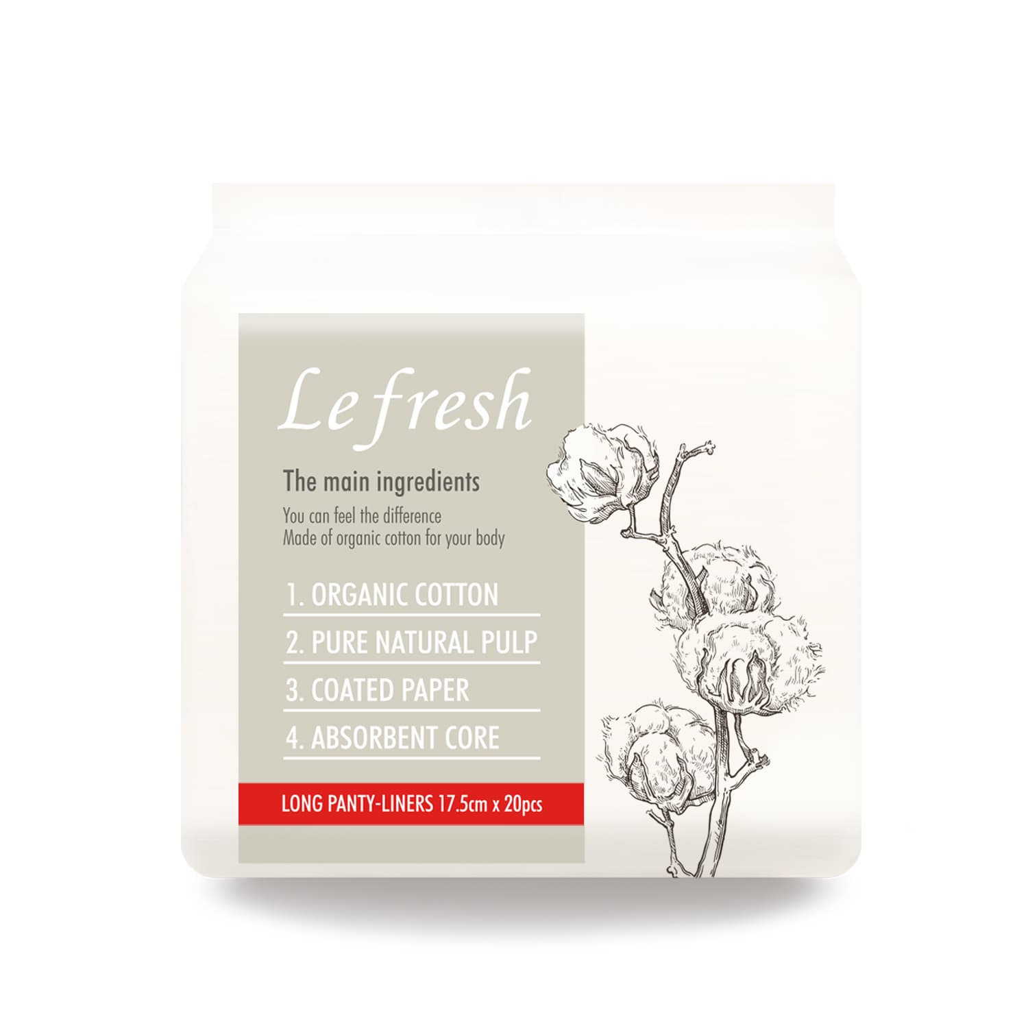 Lefresh Certified Organic Cotton Panty Liners Extra Long