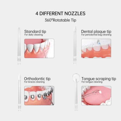 Portable 3 Modes 220ml Water Tank Rechargeable Ipx7 Oral Care Water Flosser Teeth Cleaning with 4 Function Nozzles