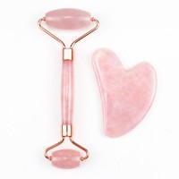 Rose Quartz Jade Roller&Gua Sha set, Face Roller, Facial Beauty Roller Skin Care Tools