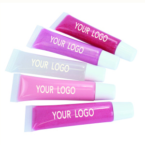 Sample free wholesale private label vendor custom logo clear fruit nude glitter plumping gloss lip gel lip gloss