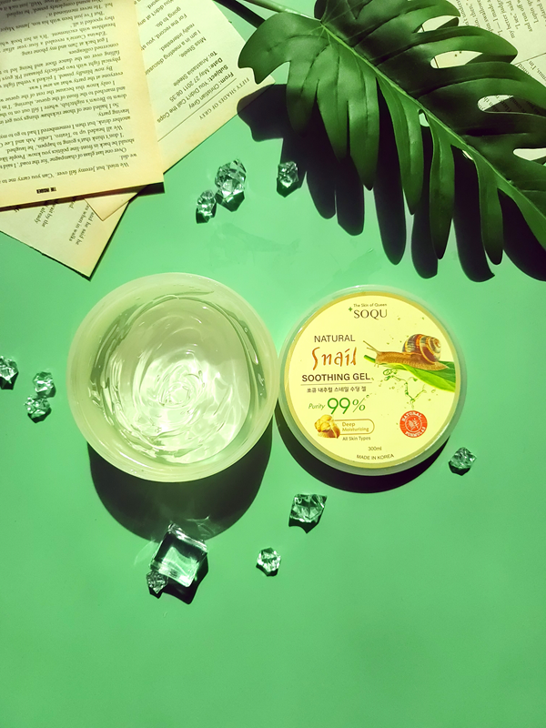SOQU Natural Soothing Lines Gel(tomato, snail, lavender, mango, pomegranate, coconut, charcoal)