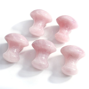 Wholesale Natural stone handheld jade roller rose quartz mushroom for face slimming