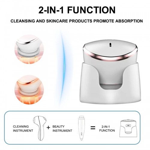 2in1 High Frequency Face Pore Cleansing Mini Electric Machine Facial Lifting Handheld Skincare Brush Electric Import Massager