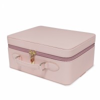 Portable Travel Cosmetic Jewelry Storage Box With Built-In Touch-Sensitive Rechargeable Desktop Tri-color LED Makeup Mirror