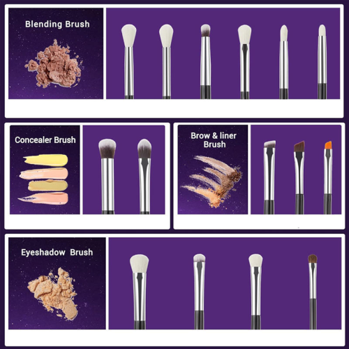 Wholesale Professional Eye Makeup Brush Set Custom Logo Black Handle Synthetic Eyeshadow Blending Brushes Kit