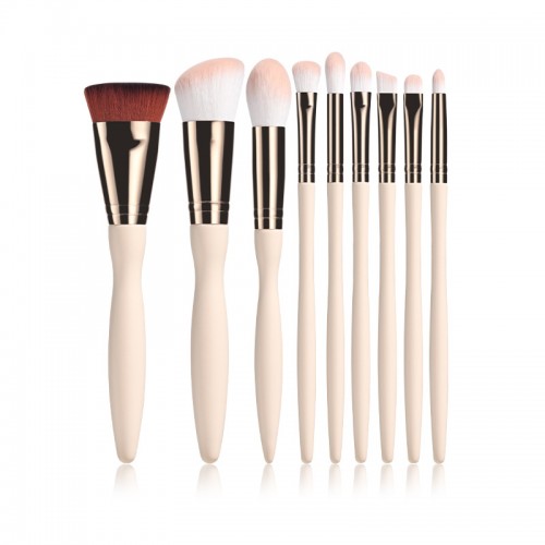 Custom High Quality 9Pcs Makeup Brush Set with Silicone Bag