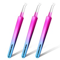 Blackhead Removal Tweezer Acne Blemish Stainless Steel Blemish Extractor Tool Acne Whitehead Pimple Bend Curved Tweezer (Multi)