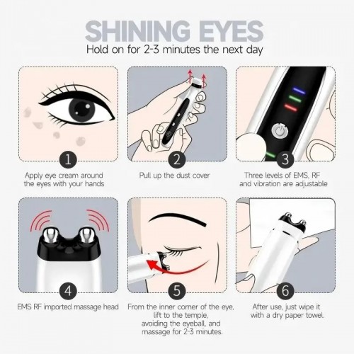 EMS Eye Massager Microcurrent Vibration Beauty Device Anti-Wrinkle Skin Tightening Eyebrow Lift Eye Bags Removal