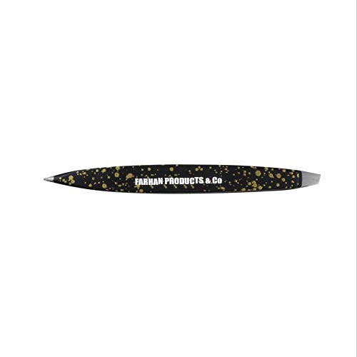 Professional Tweezer Stainless Steel Dual Ended Tweezers Galaxy Gold Style with Slanted and Pointed Tips BY FARHAN PRODUCTS & Co