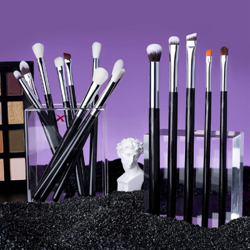 Wholesale Professional Eye Makeup Brush Set Custom Logo Black Handle Synthetic Eyeshadow Blending Brushes Kit
