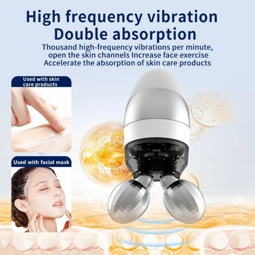 2Pcs Replaceable Double Head High Frequency Beauty Instrument EMS Facial Firming Red & Blue Light Anti-Wrinkle Device