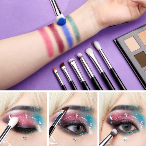 Wholesale Professional Eye Makeup Brush Set Custom Logo Black Handle Synthetic Eyeshadow Blending Brushes Kit