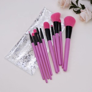 10 pcs Wood Handle pink and gold makeup brushes