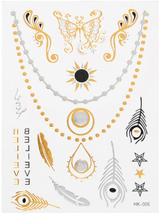 2015 Temporary Metallic Tattoo Gold Silver Flash Tattoos Inspired Body Makeup Sticker Nude Body Art