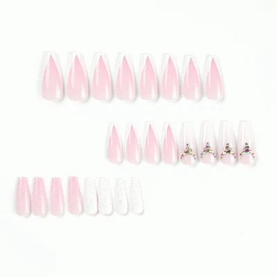 2023 Luxury Designed Reusable Pink Nude False Nails Long Short Nails