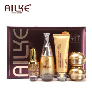 AILKE 24K Collagen Night and Day Cream Beauty Facial Cleanser Toner and Serum 5 Sets Cosmetics skin care products