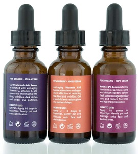 Anti Aging Skin Care Set Pure Retinol serum 2.5% Hyaluronic, Retinol, Vit C Serums - 3 X 1 Ounce