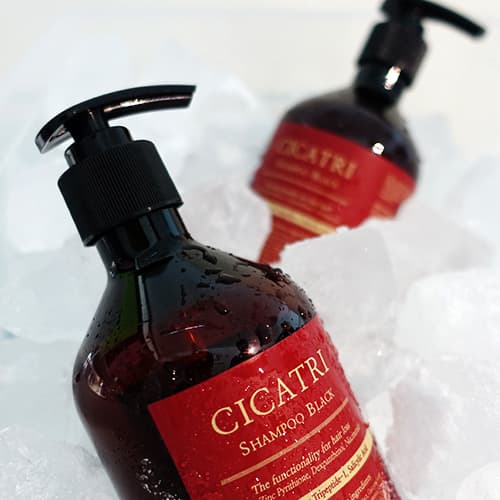 CICATRI SHAPOO BLACK 500mL for easing off Hair-loss
