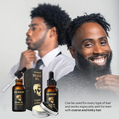 Custom Logo Beard Kit Organic Beard Oil Products Best Beard Care Growth Serum and Balm