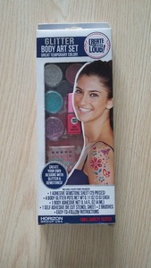 glitter body art set with tattoos