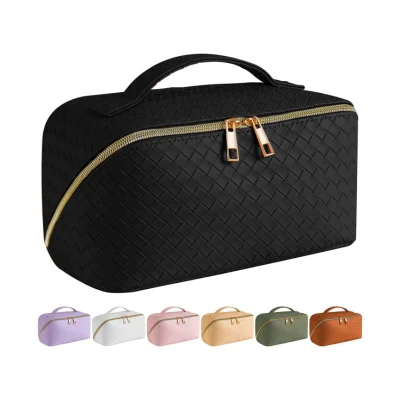 Large Capacity Travel Cosmetic Bag PU Leather Waterproof Makeup Bag Women Portable