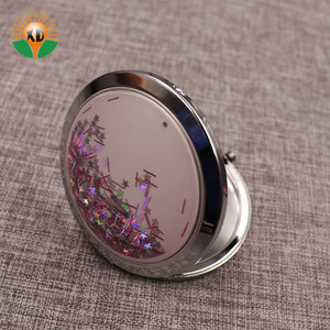 new fashion personalized glitter round gold plated handheld mirror