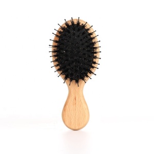 Oval Wood Brush Wooden Hairbrush Hair Boar Bristle Nylon Bristles