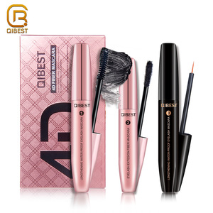 QIBEST Unique Romantic Waterproof Silk 4D Fiber Eyelash Extensions Eye Lash Coating Mascara With Lashes
