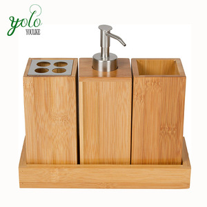 Wholesale Bamboo Bathroom Essentials Accessory Set Bathroom Caddy