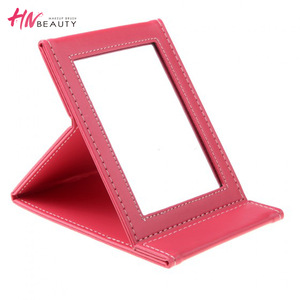 Wholesale folding pu leather makeup tool beauty mirror cosmetic accessories makeup mirror