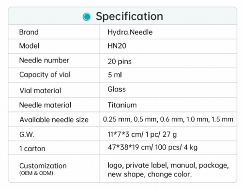 Hydra Microneedle Stamp HN20 – Derma Roller Stamp With 5ml Refillable Applicator for Face Serum