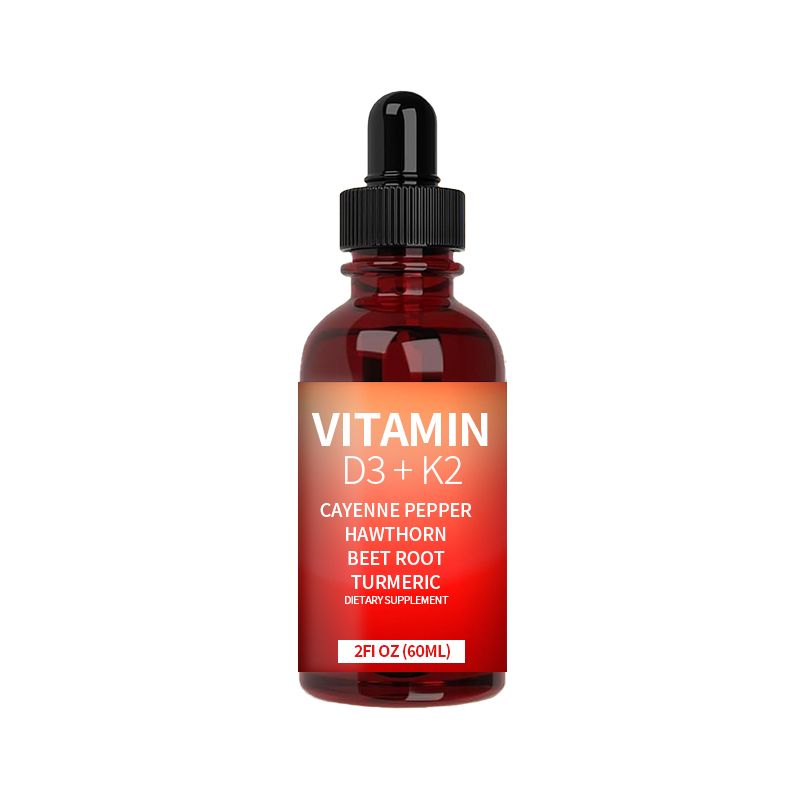 Vitamin D3 K2 Liquid Drops 60ml With Beet Root Turmeric Hawthorn OEM ODM Source Factory