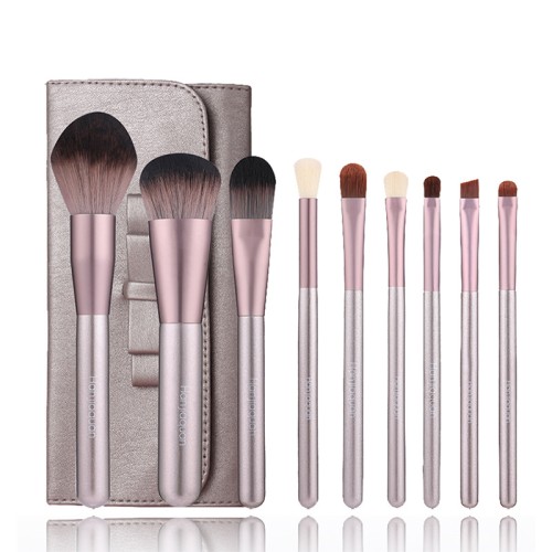 Wholesale Rose Gold 10pcs Makeup Brushes Manufacturer High-End Vegan Synthetic Fiber Brush Set with Custom Logo Packaging BoxTube