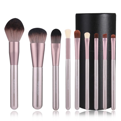 Wholesale Rose Gold 10pcs Makeup Brushes Manufacturer High-End Vegan Synthetic Fiber Brush Set with Custom Logo Packaging BoxTube