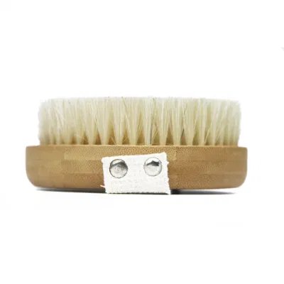 100% Natural Bamboo Wood Round Bamboo Bath Brush with Boar Bristle Skin Scrub Exfoliating Scrubber for Wet and Dry Use