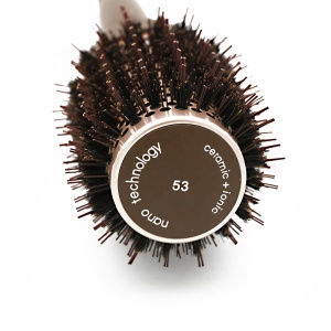 Brown Salon Nylon Hairdresser Hair Beauty Styling Bristle Boar Bristle Round Ceramic Straightening Hair Brush