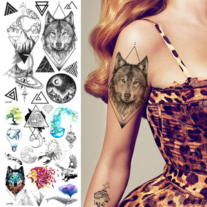 COKTAK HOT Customized Wolf Temporary Tattoos Stickers For Women Kids Men Body Art Waterproof Tattoo Paper Planet Face Jewels