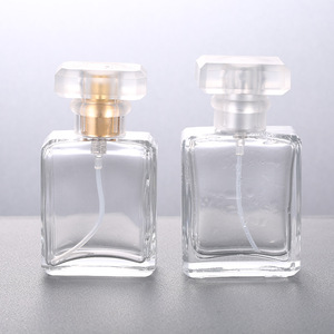 Custom made square 30ml 50ml 100ml glass perfume bottle with spray cap