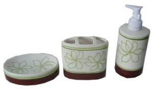 Customized logo ceramic bathroom accessories set with full handpainted