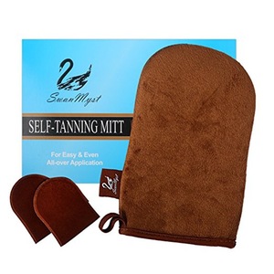 Double-sided Soft Microfiber Self Tanning Applicator for Streak-Free Tan, 2 Mini Facial Mitts included