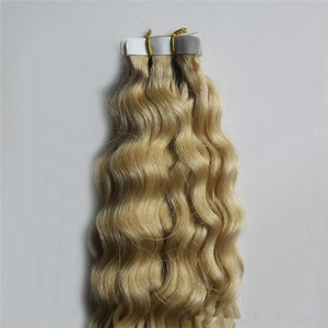 Fashion 613 Bleach Blonde color curly tape hair extensions double folded