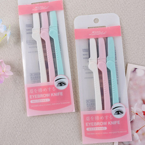 Lady beauty brow shaping tool plastic easy carry foldable razor eyebrow trimmer