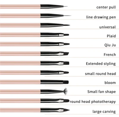 Nail Art New Japan Same Paragraph Acrylic Brown Rod Nail Brush Set Pull Line Pen Phototherapy Pen Brush