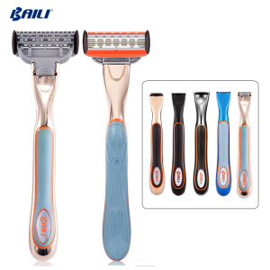 Newest Design Rose Gold Metal Handle Man 5 Blade Manual Shaving Razor