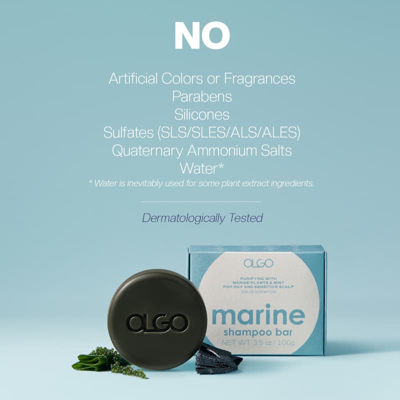 OLGO Marine Shampoo Bar - Vegan soap-free solid shampoo for scalp cooling, hair volume, oily hair