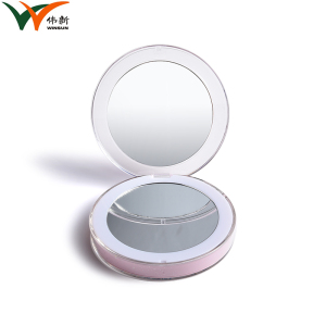 Plastic Rechargeable LED Mirror Double Sided Pocket Folding Makeup Mirror